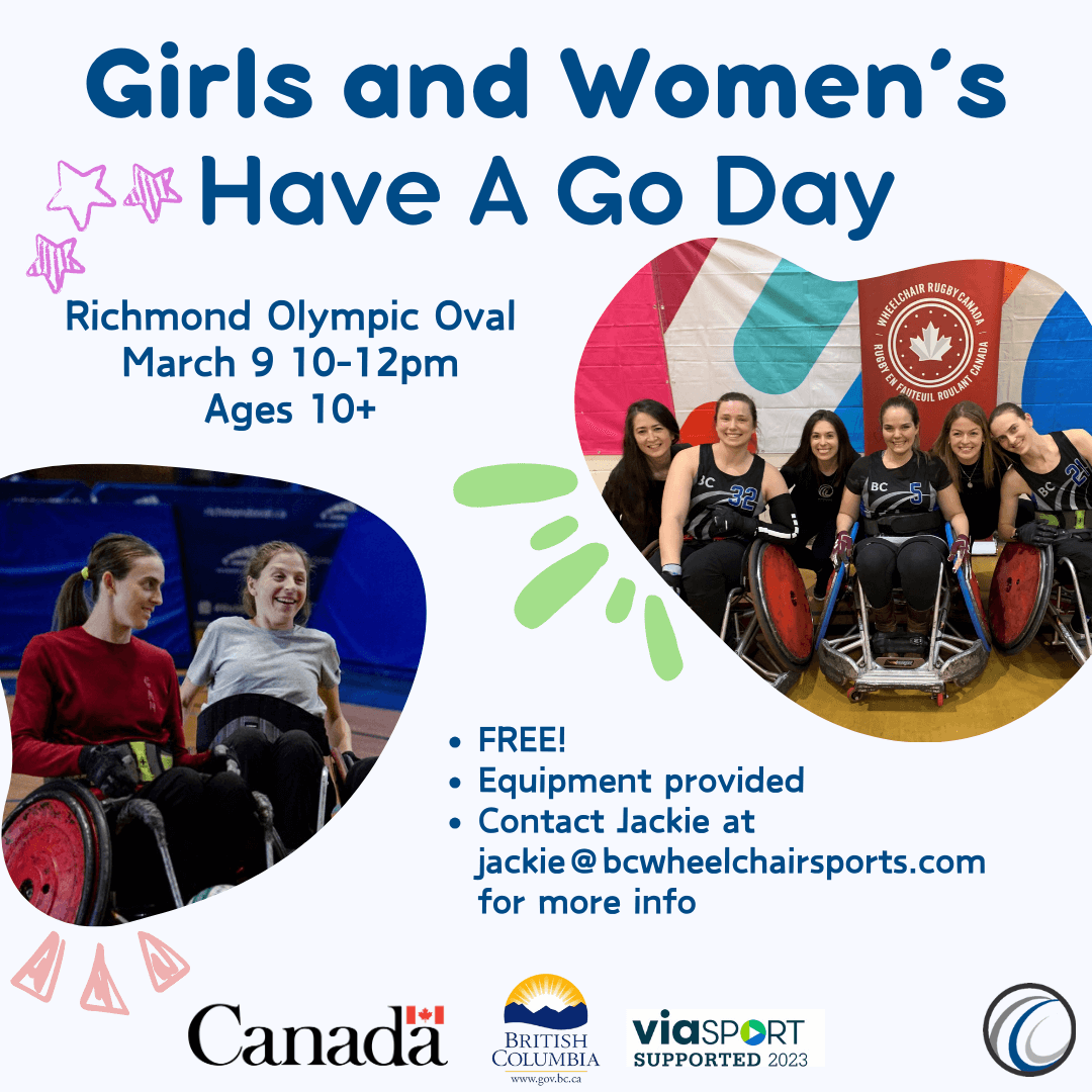 Graphic for the event includes two photos of female wheelchair rugby players and the info contained in the post above. 